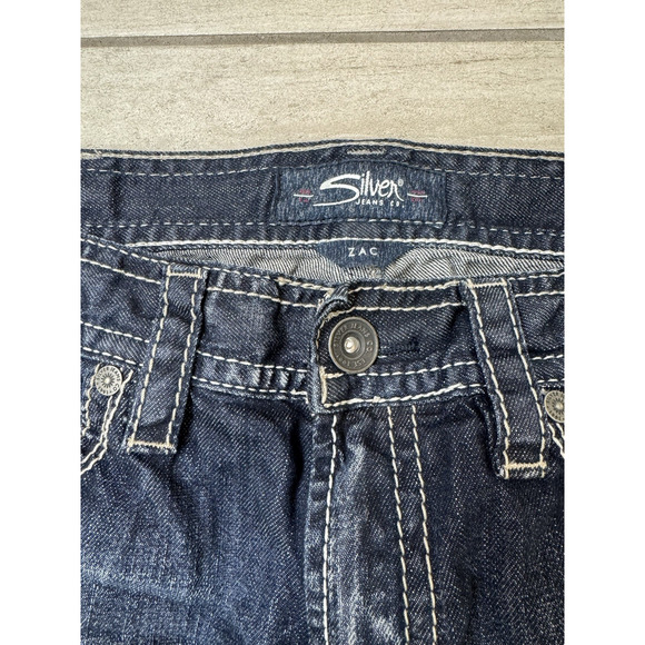 Silver Jeans Mens 36x30 Blue Denim Zac Bootcut Distressed‎ Grunge Cotton - Picture 3 of 8